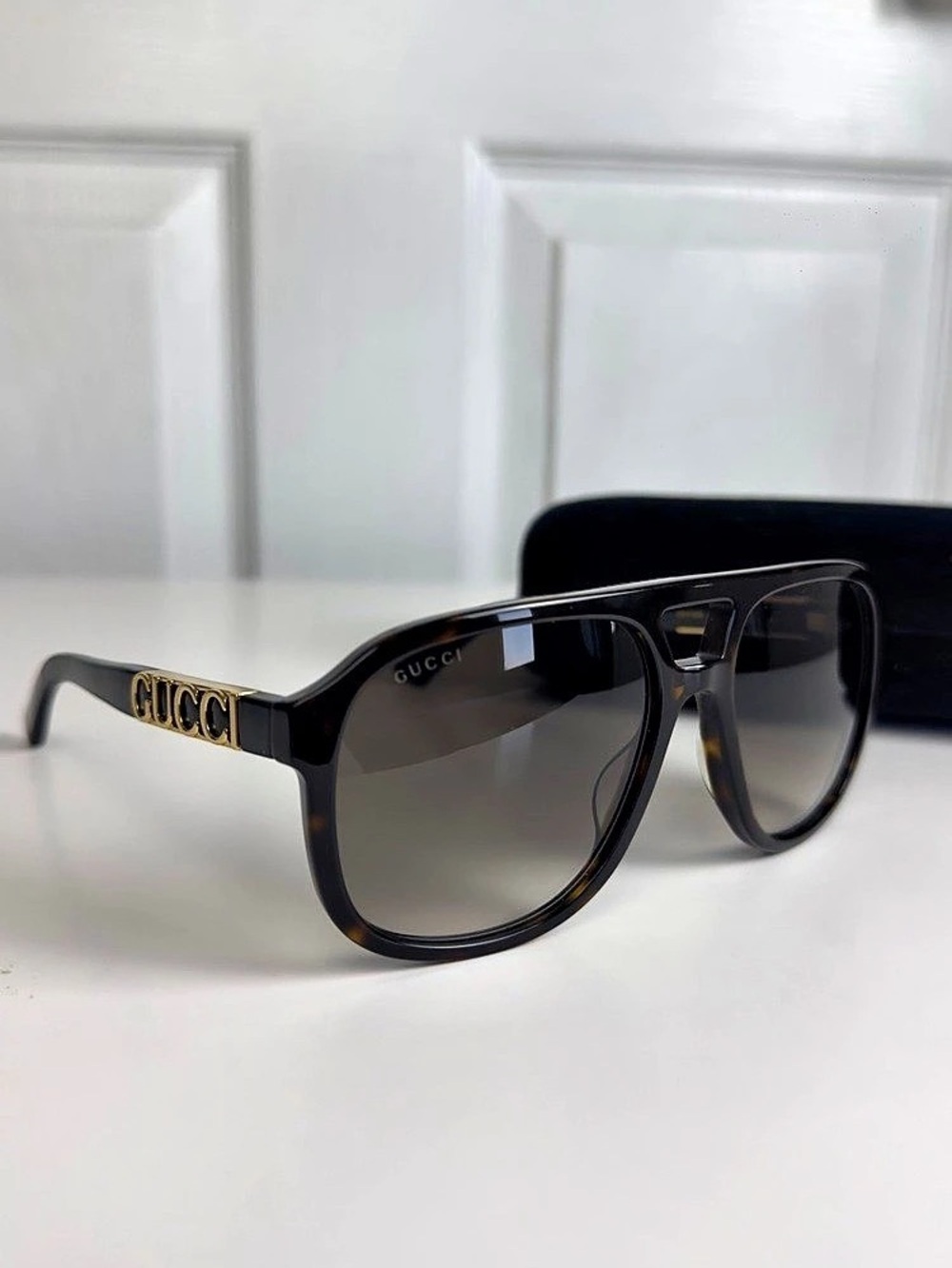 Gucci GG1188S 003 Havana Oversized Aviator Sunglasses with Case